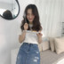 Mùa hè Hàn Quốc chic gió mỏng giảm béo màu rắn hoang dã cuộn vòng cổ áo thun ngắn tay đan áo T-Shirt nữ quần áo nữ  Áo / áo thun