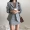 Đầu mùa thu Hàn Quốc phiên bản của đơn giản retro kẻ sọc dài tay blazer + cao eo nửa chiều dài váy khí phù hợp với nữ thoi trang cong so