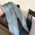 2017 mùa thu mới thời trang Hàn Quốc rửa cao nước denim lỏng quần chân rộng quần thẳng quần nữ sinh viên quần jean baggy nữ lưng cao Quần jean