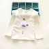 Phiên bản Hàn Quốc của áo sơ mi dài tay cotton của cô gái Quần áo trẻ em lớn mùa xuân và mùa thu cổ cô gái áo sơ mi mỏng tay áo thun áo thun bé gái 6 tuổi Áo thun