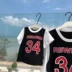 Chenchen mẹ trang phục mẹ-con mùa hè giả hai bóng rổ thể thao ngắn tay áo sơ mi mẹ-con trang phục mẹ áo dài váy - Trang phục dành cho cha mẹ và con