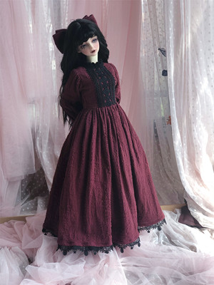 taobao agent BJD two -point baby clothing three -point dress 1/3 points, 1/2, Uncle Dark Red Skirt Warm YOUNG hand work