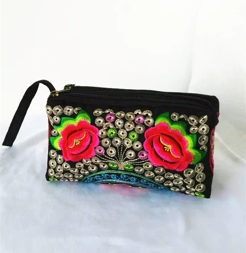 Этническая ретро сумка с петлей на руку из провинции Юньнань, шоппер для отдыха, маленькая сумка клатч, этнический стиль, в цветочек