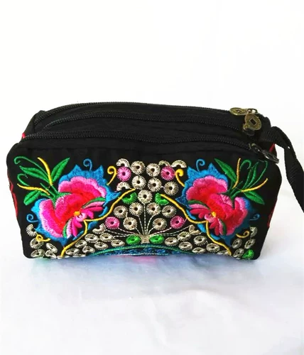 Этническая ретро сумка с петлей на руку из провинции Юньнань, шоппер для отдыха, маленькая сумка клатч, этнический стиль, в цветочек