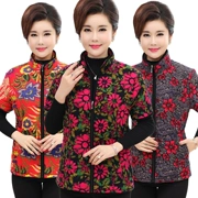 Áo ngắn nữ trung niên vest mùa đông cotton quần áo bà ngoại xuống cotton nửa tay áo vest mẹ áo khoác cotton