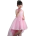 Hoa cô gái Liuyi trang phục cô gái đứng cổ áo trailing công chúa váy trẻ em sinh nhật ăn mặc máy chủ đi bộ hiển thị tutu