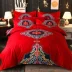 Kết hôn bông bốn mảnh bộ giường màu đỏ giường bông lễ hội 1,8m2.0m ​​giường đôi đám cưới quilt cover sheet chăn ga gối Bộ đồ giường bốn mảnh