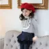 Quần áo trẻ em bé gái đáy quần áo dài tay mùa thu đông cộng với nhung dày ren trắng Áo trẻ em Hàn Quốc Áo thun trẻ em - Áo thun