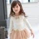 Quần áo trẻ em bé gái đáy quần áo dài tay mùa thu đông cộng với nhung dày ren trắng Áo trẻ em Hàn Quốc Áo thun trẻ em - Áo thun