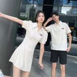 Парная одежда для влюбленных, летняя одежда, юбка, футболка polo, в американском стиле, короткий рукав, популярно в интернете