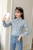 Mùa thu mới của phụ nữ Phiên bản Hàn Quốc của cô bé nhỏ nhắn mỏng manh mỏng dài tay in áo sơ mi nữ hoang dã - Áo sơ mi dài tay