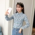 Mùa thu mới của phụ nữ Phiên bản Hàn Quốc của cô bé nhỏ nhắn mỏng manh mỏng dài tay in áo sơ mi nữ hoang dã - Áo sơ mi dài tay áo sơ mi nữ công sở Áo sơ mi dài tay