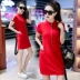 Mùa hè mới của phụ nữ Hàn Quốc thời trang thể thao giản dị đầm dài sinh viên thon gọn áo thun ngắn tay - Sản phẩm HOT Sản phẩm HOT