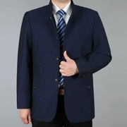 Mùa xuân trung niên áo khoác nam nút áo cổ áo cổ áo trung niên kinh doanh bình thường mùa xuân và áo khoác mùa thu