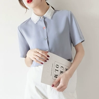 Рубашка, летняя одежда, шифоновая мини-юбка, жакет, в корейском стиле, свободный крой, большой размер
