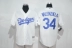 MLB Dodgers Jersey Dodgers Đồng phục bóng chày 34 VALENZUELA Đào tạo thi đấu tay áo ngắn màu xanh và trắng - Thể thao sau Thể thao sau