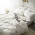 Bắc âu đơn giản bông trắng thư tình rửa bông thêu bốn mảnh cotton quilt cover sheets giường đôi Bộ đồ giường bốn mảnh