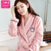Áo ngủ nam và nữ dày flannel mùa thu và áo choàng mùa đông vài chiếc áo choàng dài bằng lông cừu san hô cotton dài áo choàng tắm đồ ngủ cao cấp Night Robe