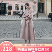 Áo khoác len nữ dài phần phiên bản Hàn Quốc 2019 mới buông xõa thời trang nữ khí phách ngực đơn - Áo Hàn Quốc