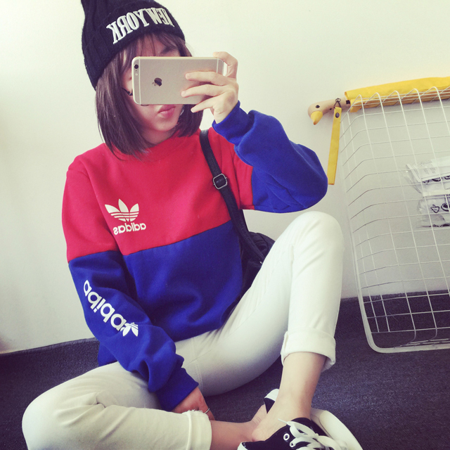 2015 new autumn and winter plus thick velvet sweater female clover mixed colors leisure hedging loose sweater coat female