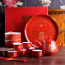 Wedding Jing Tea Cup Tea Set Set Cung cấp Lễ hội cưới cao cấp Cup Cup Hi Cup Trung Quốc Phong cách Red Tea Khay ấm trà - Trà sứ bộ ấm chén uống trà cao cấp Trà sứ