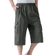 Mùa hè trung niên cắt quần nam quần đàn hồi eo bông lỏng quần cao eo cha quần đa túi cắt quần