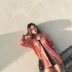 2018 mùa thu mới Han Fanmo màu xanh lá cây màu hồng lỏng retro lụa cotton satin satin áo sơ mi nữ dài tay áo áo sơ mi jean nữ tay dài Áo sơ mi