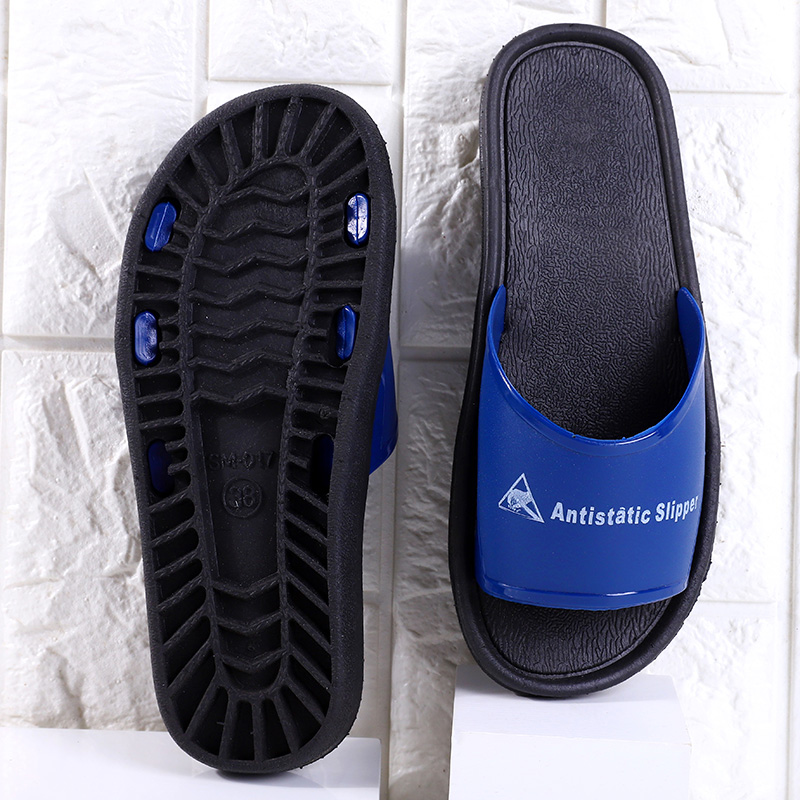 Dép chống tĩnh điện cho phụ nữ nam phòng sạch nhà xưởng xưởng sản xuất đế mềm SPU chống trơn trượt giày công sở sơn tĩnh điện màu xanh 