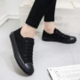 Đôi giày vải đen nữ thấp giúp giày nam Giày công sở màu đen nguyên chất Giày đế bằng Hàn Quốc giày thể thao trắng