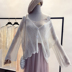 2018 mới của Hàn Quốc phiên bản của chic single-ngực đan cardigan v-cổ dài tay điều hòa không khí áo xù hem kem chống nắng áo sơ mi áo khoác len cardigan Cardigan