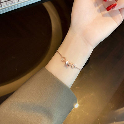 玫瑰金小蛮腰手镯女潮闺蜜学生手饰ins小众气质网红简约钛钢手链