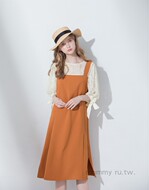 │PAZZO│SWEET P40202229 CHIC vuông cổ vest túi hàng đầu đầm chân váy