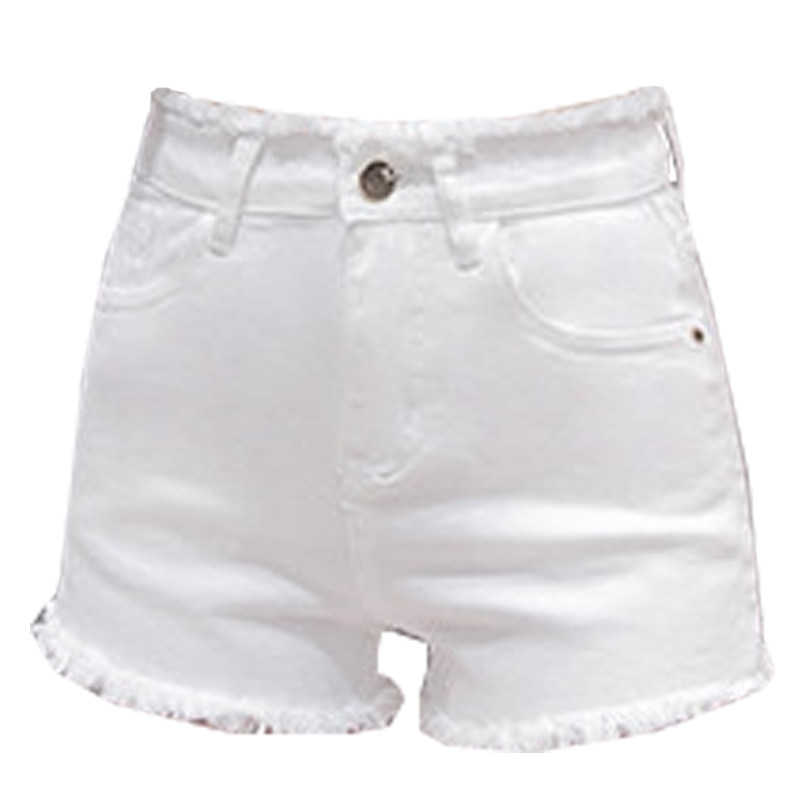Korean style women's stretchy slimming hairline fashionable high-waisted white denim shorts for women 2021 new plus-size summer Item Picture
