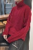 Áo len cao cổ màu đỏ lưới Nam phiên bản Hàn Quốc của học sinh mùa đông chạm đáy áo sơ mi bf phong cách Harajuku Áo len mỏng in áo len