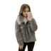 2018 mùa xuân Hàn Quốc retro nhỏ tóc lớn cổ áo ngắn lamb lamb coat nữ sinh viên kẻ sọc áo len