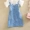 Ngắn tay từ cổ áo denim đầm dây đeo đầm mùa hè 2018 mới trong hai mảnh váy mỏng nữ
