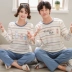 Bộ đồ ngủ dài tay mùa thu đông mới cho nam và nữ Bộ đồ ngủ cotton dài tay cho nam XL 4XL đôi dịch vụ tại nhà bộ nhung thu đông Giống cái