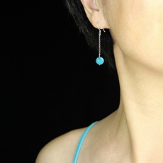 Серьги 素元10mm绿松石纯银耳环极简通勤百搭ol14k包玫瑰金耳坠饰品包邮