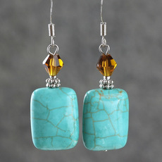 Серьги 素元 绿松石耳环中国风手工礼品女原创首饰复古典欧美耳饰耳坠女