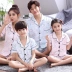 Cha mẹ và con đồ ngủ mùa hè gia đình của ba nữ ngắn tay Nhật Bản bông hai mảnh phù hợp với mẹ- con phim hoạt hình gia đình bốn Cha mẹ và con