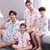 Cha mẹ và con đồ ngủ mùa hè gia đình của ba nữ ngắn tay Nhật Bản bông hai mảnh phù hợp với mẹ- con phim hoạt hình gia đình bốn