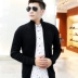 Mùa thu và mùa đông mô hình kích thước lớn nam rắn màu áo len nam đan áo len nam cổ áo cardigan áo khoác dày cotton cashmere áo len