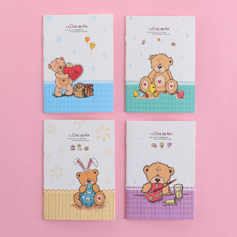 19 ᦇ Teddy Bear SeriesWith you Stationery Little book Cartoon Notepad Soft copy kindergarten pupil prize Little gift gift