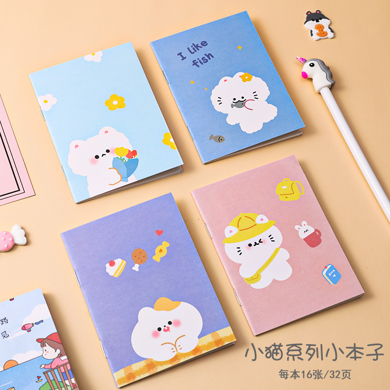 6 Kitten SeriesWith you Stationery Little book Cartoon Notepad Soft copy kindergarten pupil prize Little gift gift