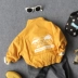 Màu vàng mực xanh 2 dụng cụ giặt bằng vải cotton cotton cho bé trai mùa xuân và mùa thu mềm mại 3 chiếc áo len trẻ em có khóa kéo - Áo khoác Áo khoác