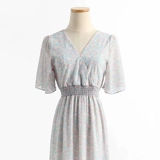 Летняя одежда, шифоновое ретро платье, приталенный корсет, длинная юбка, 2021 года, французский ретро стиль, V-образный вырез