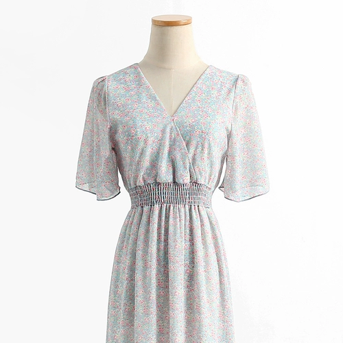 Летняя одежда, шифоновое ретро платье, приталенный корсет, длинная юбка, 2021 года, французский ретро стиль, V-образный вырез