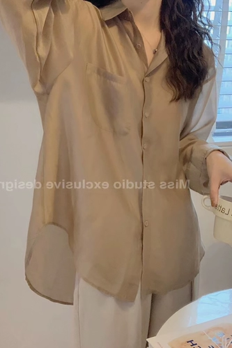 Брендовая шелковая рубашка, оверсайз, защита от солнца