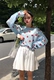 Hàn quốc đầu mùa thu tươi lỏng vòng cổ dài tay thư sóng dot đầu in phần mỏng áo len áo sơ mi kem chống nắng Đan Cardigan
