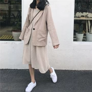 2018 phiên bản Hàn Quốc đầu thu mới màu rắn lỏng lẻo giảm béo một nút sang trọng nhỏ phù hợp với túi áo khoác nữ